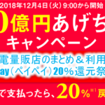 PayPay(ペイペイ)20%還元キャンペーン!お得に購入する方法!家電量販店のまとめ!