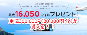 JALマイルを本気で貯めるならJALプラチナカード!!今なら発行利用で30,000円分と最大16,050JALマイルが貰える!!