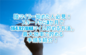 陸マイラーの効率の良い始め方！スタートから3か月で11万ANAマイルと66,700ポイント貯める方法。