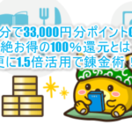 強烈!330,000P(33,000円分)を30分でGET出来る100%還元の秘密とやり方。更にある利用方法で1.5倍の錬金術も紹介!