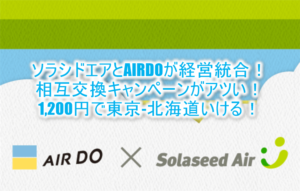 ソラシドエアとAIRDOのマイル相互交換キャンペーン激アツ!東京から北海道が破格の1200円!2022年を目処に経営統合!