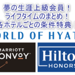 永久的にホテルの生涯上級会員!夢のライフタイム会員!マリオット、ヒルトン、ハイアットそれぞれの特典、条件のまとめ!