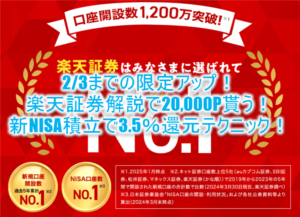 【過去最高】激アツ!楽天証券新規口座開設と入金で22,000P!新NISA制度を始めるなら今がチャンス!!